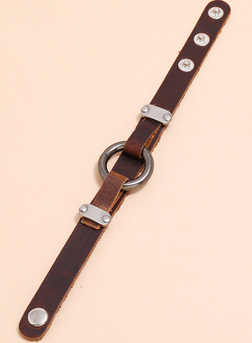 创意复古简约圆圈牛皮潮流手链