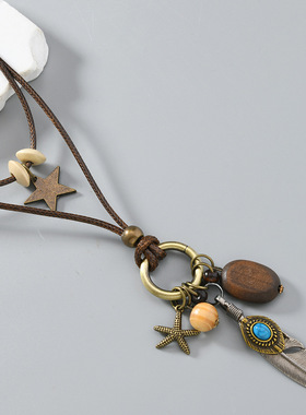 女士长款双层毛衣链项链