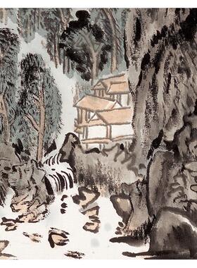 陆俨少蒙象册页国画山水画小品宣纸高清复y制临摹教学手稿装饰画