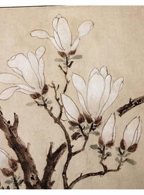 包邮文征明白玉兰图卷宣纸画芯古画原作高清复制27e.9X232cm