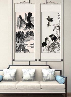 齐白石花卉花鸟画客厅有框画U玄关餐厅装饰字画写意国画斗方壁挂