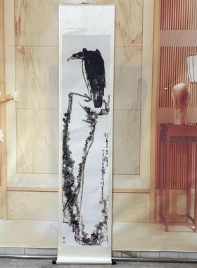 1:1潘天寿鹰石图指墨画写意国画艺M术微喷古代名画复制品装饰画