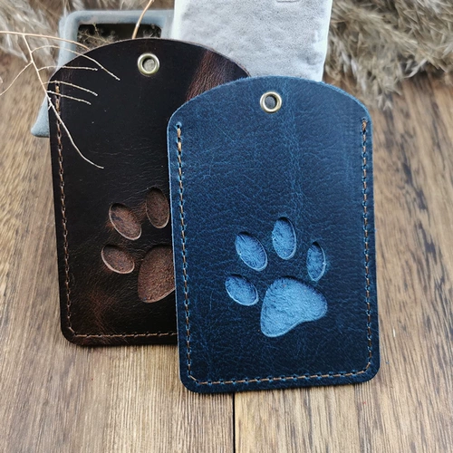 Кожаные индукционные карточки, чехол для проездного, мультяшный ретро ультратонкий бейджик, «сделай сам», из натуральной кожи