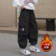 痞帅风男童工装裤一体绒秋冬款2025新款儿童加绒裤子男孩保暖长裤