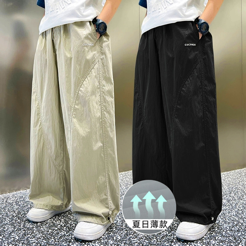 男童薄款工装裤子2025新款夏季儿童速干直筒裤中大童夏装男孩长裤 - 图0