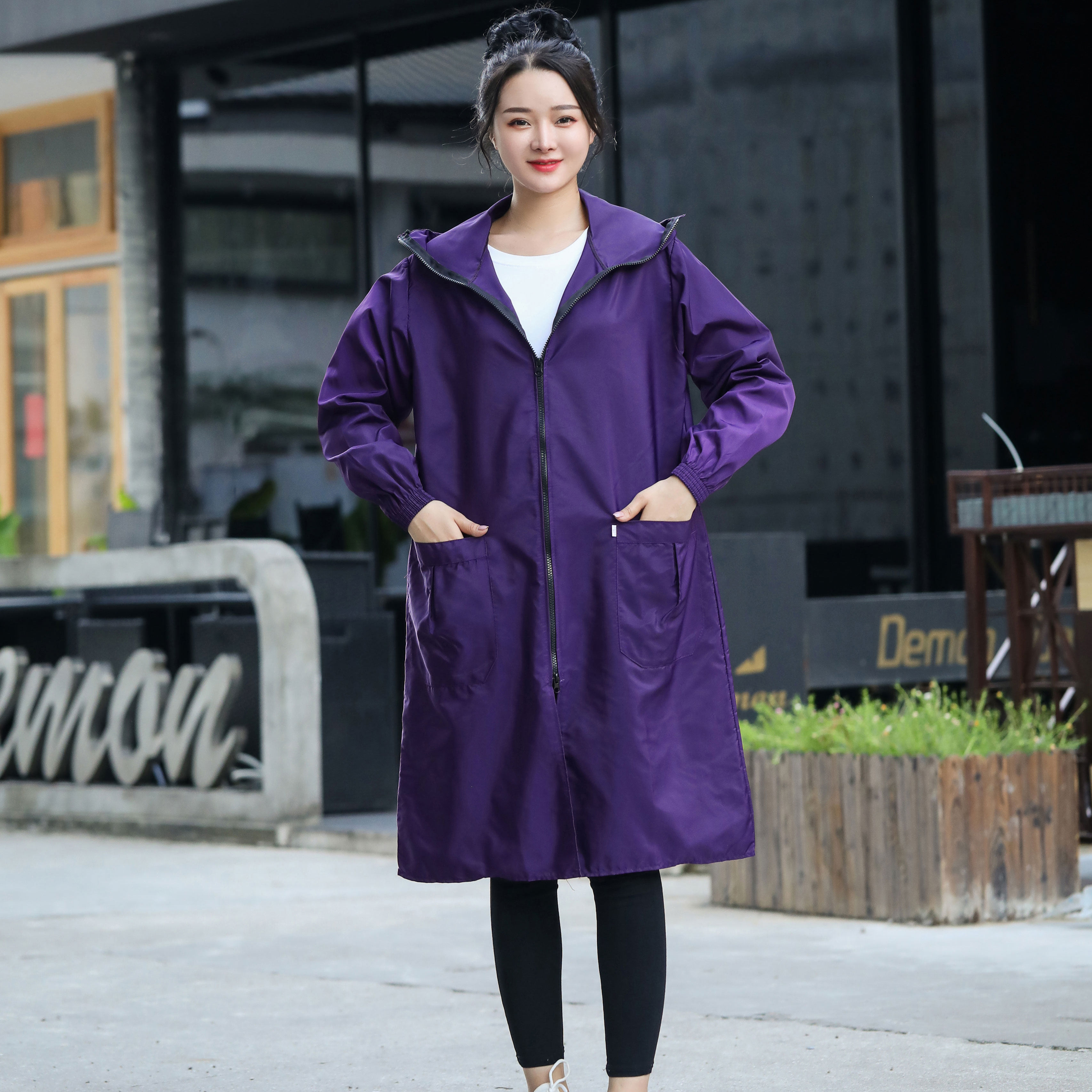 口罩版加长男女工作服带帽罩衣大人纯色长袖围裙厨房防水大褂到膝,淘宝优惠券,粉丝福利购,淘宝优惠卷