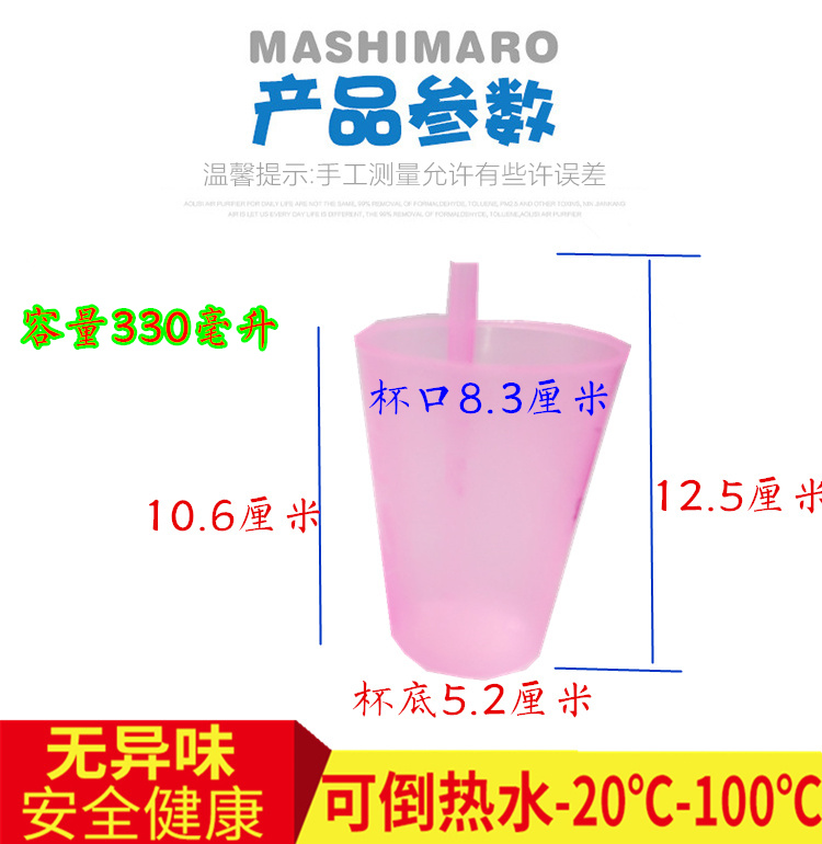 买一送一送盖连体小吸管杯消毒儿童塑料没异味水壶便携冷饮水口杯 - 图1