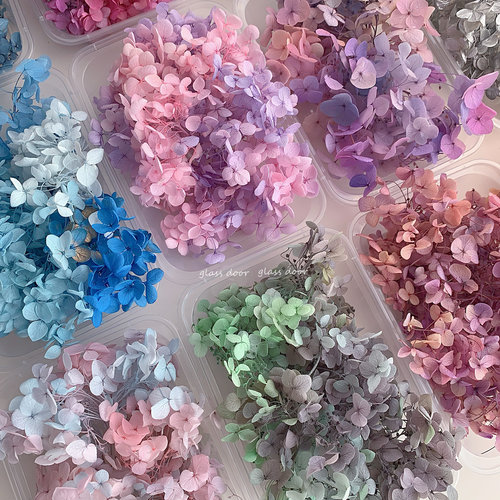 永生花绣球渐变色手工diy干花婚鞋贴脸玻璃罩花器团建活动花艺课 - 图3