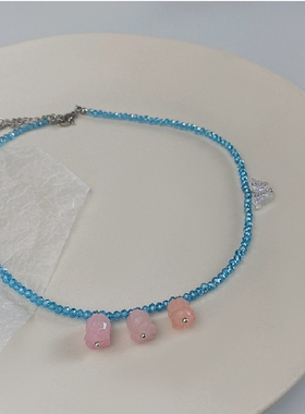 小香风水晶蝴蝶项链锁骨链