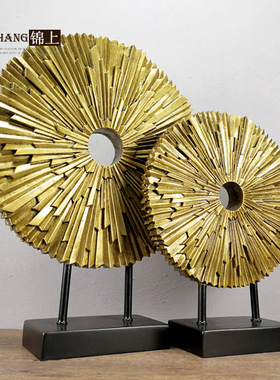 复古圆形新中式风玄关电视柜摆件