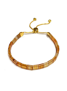 宝石手饰橙红玛瑙小方块手链高级轻奢手串高级小众设计情侣友谊