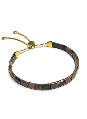 原创精致手环乌兰花蔷薇石小方块手链黑线红纹酷飒风小众原石串珠