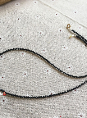 天然刻面小米珠左右项链石榴石