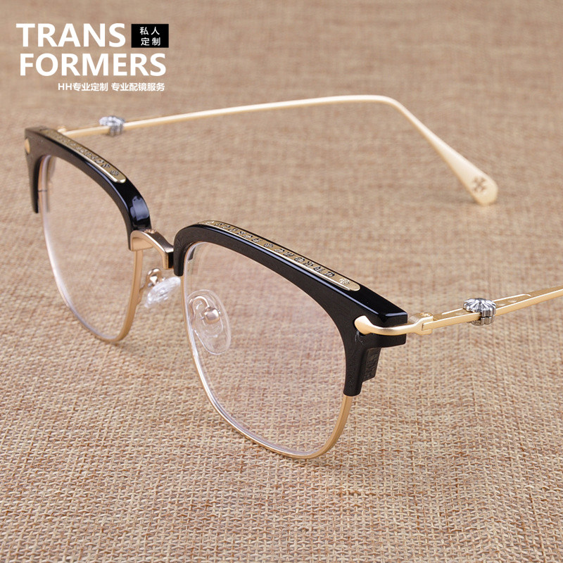 薛之谦同款眼镜潮男复古半框大脸眼镜男款女大