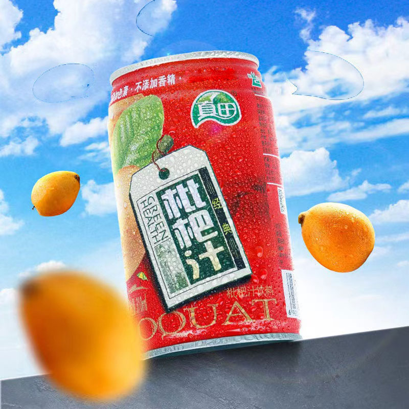 真田枇杷汁饮料310mlX4/12罐鲜榨枇杷汁原汁原味果汁含量30% - 图2