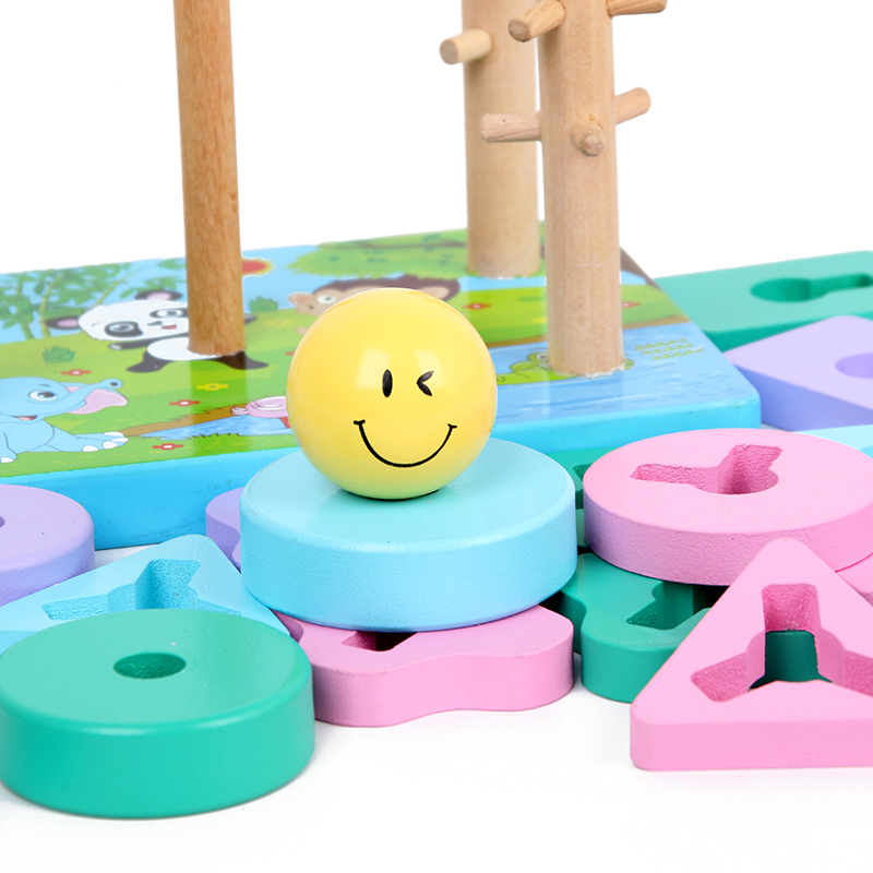 1-3-5岁蒙氏早教益智力玩具儿童教具形状配对四套柱宝宝玩具积木 - 图2