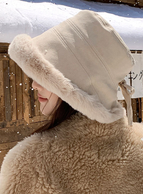 冬季加绒防寒雪地拍照渔夫帽女
