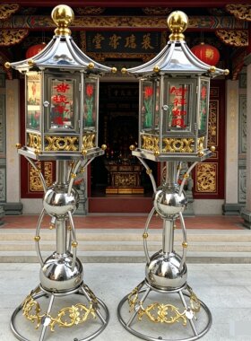 不锈钢油灯寺庙佛灯长明灯点香器酥油灯香油灯塔跨境出口金色防风