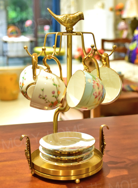 黄铜咖啡杯架子新中式古典