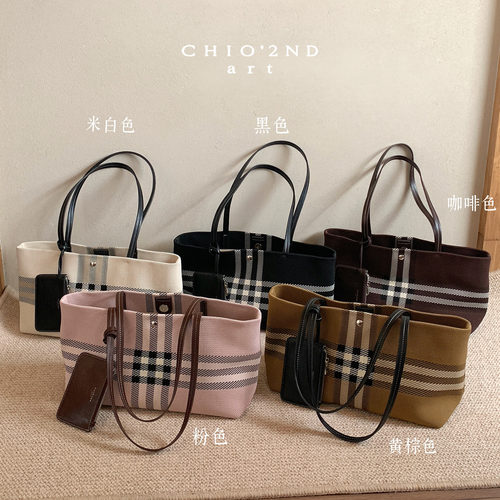 南风Chio2nd 英伦闲序托特包包女大容量复古格纹高级感手提单肩包 - 图2