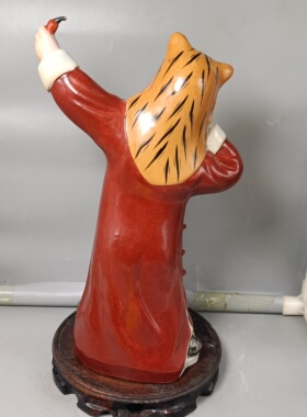 景德镇雕塑瓷/老库存瓷器/放炮仗的小孩瓷塑摆件全手工老库存收藏