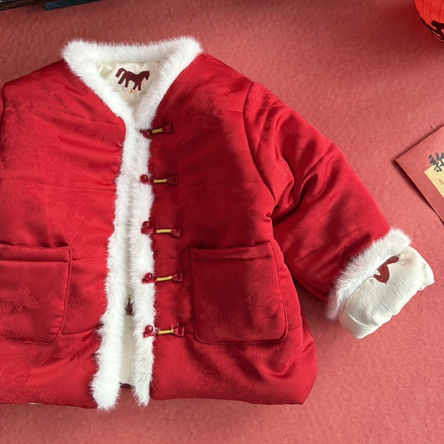 女童新中式双面穿棉衣冬季小女孩小马提花红色国风外套,淘宝优惠券,粉丝福利购,淘宝优惠卷