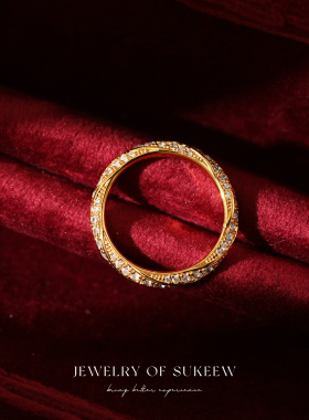 轻奢缠绕小众满镶戒指