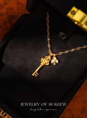 法式复古优雅鸢尾花小众轻奢项链