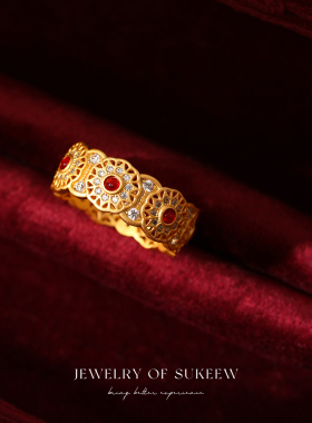 气质镂空玫瑰花窗个性戒指