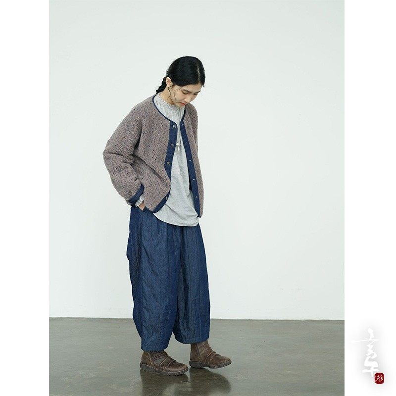 言午葵原创冬季保暖牛仔直筒裤九分裤 复古怀旧加厚棉裤靴裤,淘宝优惠券,粉丝福利购,淘宝优惠卷