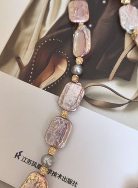 复古即时尚原创设计天然淡水珍珠粉紫色项链甜美时尚轻奢