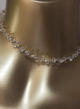 复古即时尚原创手作天然白水晶锆石项链简约精致通勤适配