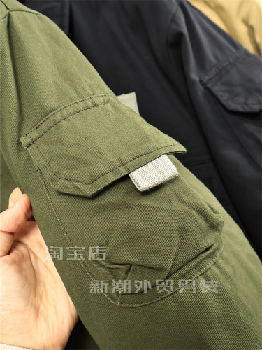 飞行员冲锋衣！M65猎装！秋冬男士纯色多口袋工装休闲翻领棉衣潮 - 图1