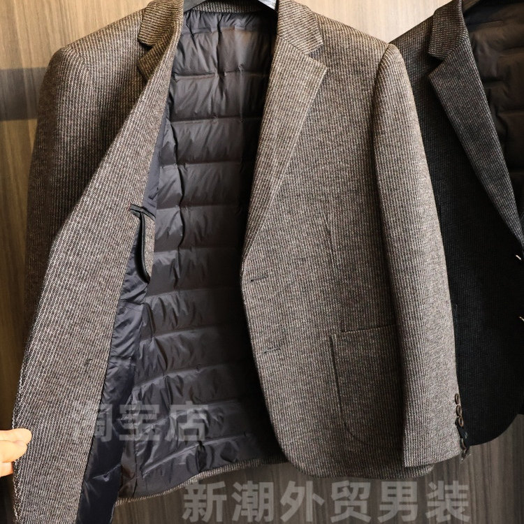 线下2k+~高端牛货！秋冬男士压胶充绒笔挺有型平驳领羽绒西服外套,淘宝优惠券,粉丝福利购,淘宝优惠卷