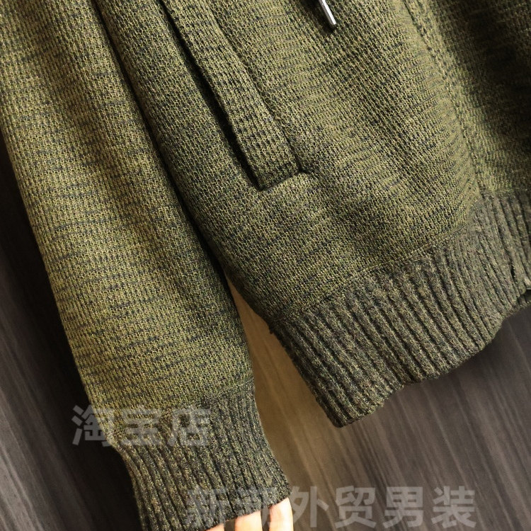 纯正巴西单！华夫格针织！秋冬复合加绒抗风保暖连帽针织衫开衫男,淘宝优惠券,粉丝福利购,淘宝优惠卷