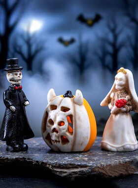 微景观创意骷髅情侣装饰摆件