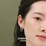 炙真银楼 Сапфировые серьги, защитный амулет, серебро 999 пробы, китайский стиль