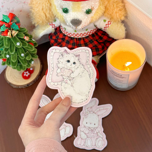 Pink berry原创可爱兔子猫猫无痕刘海贴魔术贴碎发整理神器发饰 - 图2