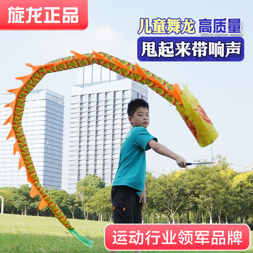 舞龙彩带健身甩甩龙表演道具儿童广场彩带舞手耍龙初学杆甩空竹龙 - 图1