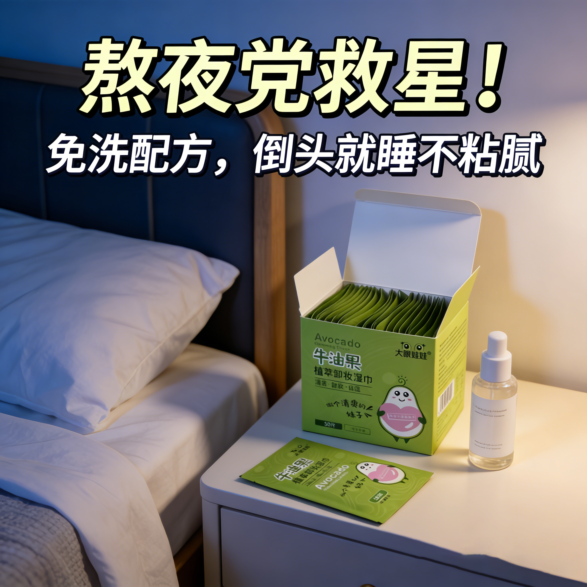 大眼娃娃牛油果卸妆湿巾温和不刺激3秒卸妆独立包装便携旅行装,淘宝优惠券,粉丝福利购,淘宝优惠卷