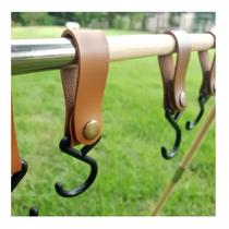 Outdoor Hook S Shaped Leather Hook Triangle Containing Shelf Shelve Hook Key Button Portable Camping Hanger