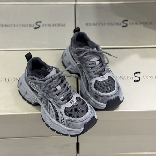 诗路花语加绒老爹鞋女冬季新款真皮厚底显脚小复古百搭系带运动鞋 - 图3