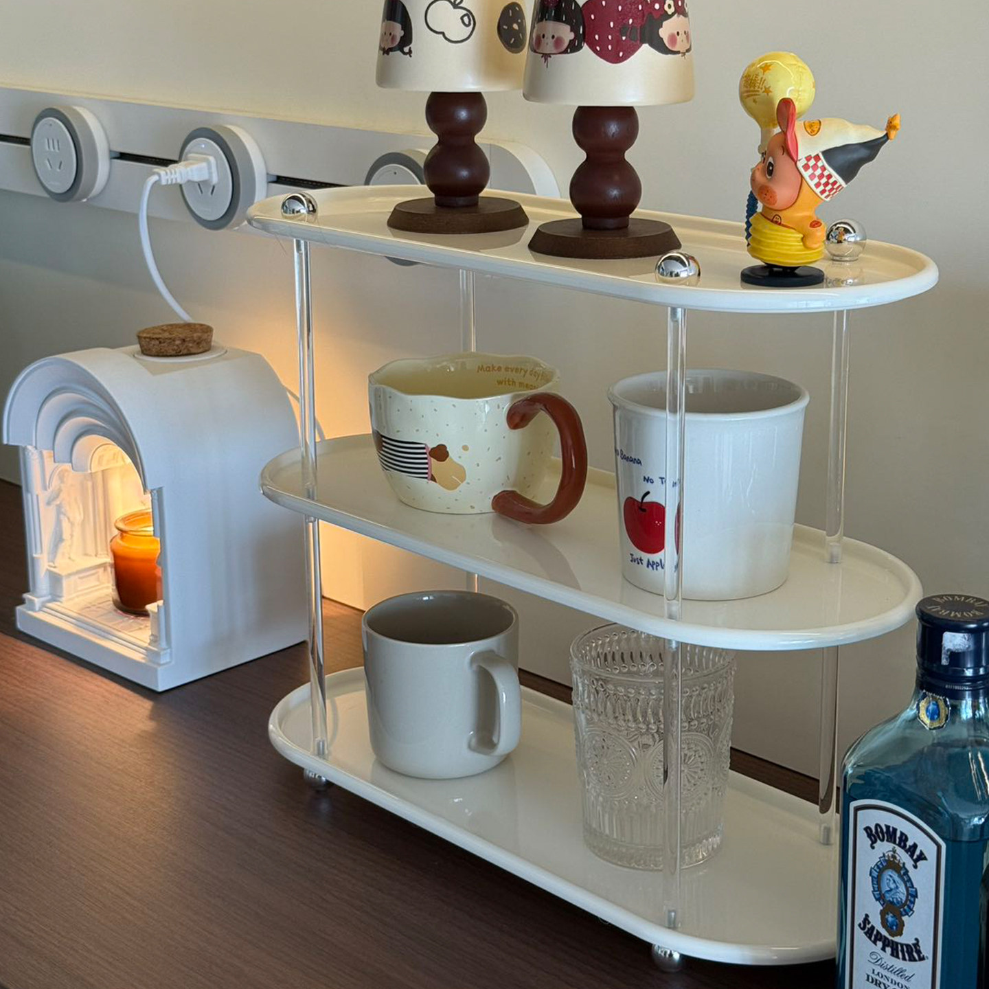 复古法式家用杯子收纳置物架高级感玄关餐边柜桌面上化妆品展示架,淘宝优惠券,粉丝福利购,淘宝优惠卷