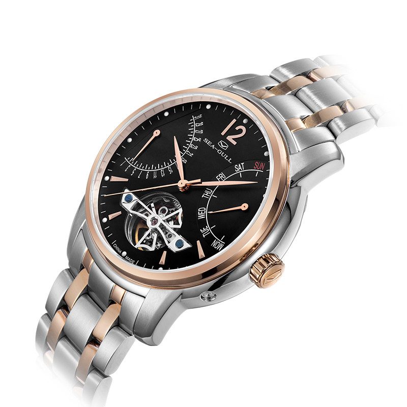 海鸥手表男士多功能运动自动机械表时尚镂空钢带防水男表217.426