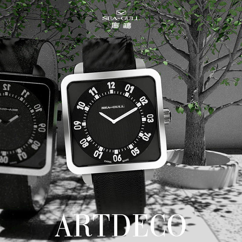 海鸥表卓尔系列建筑艺术装饰风格都市气质方形机械腕表7054