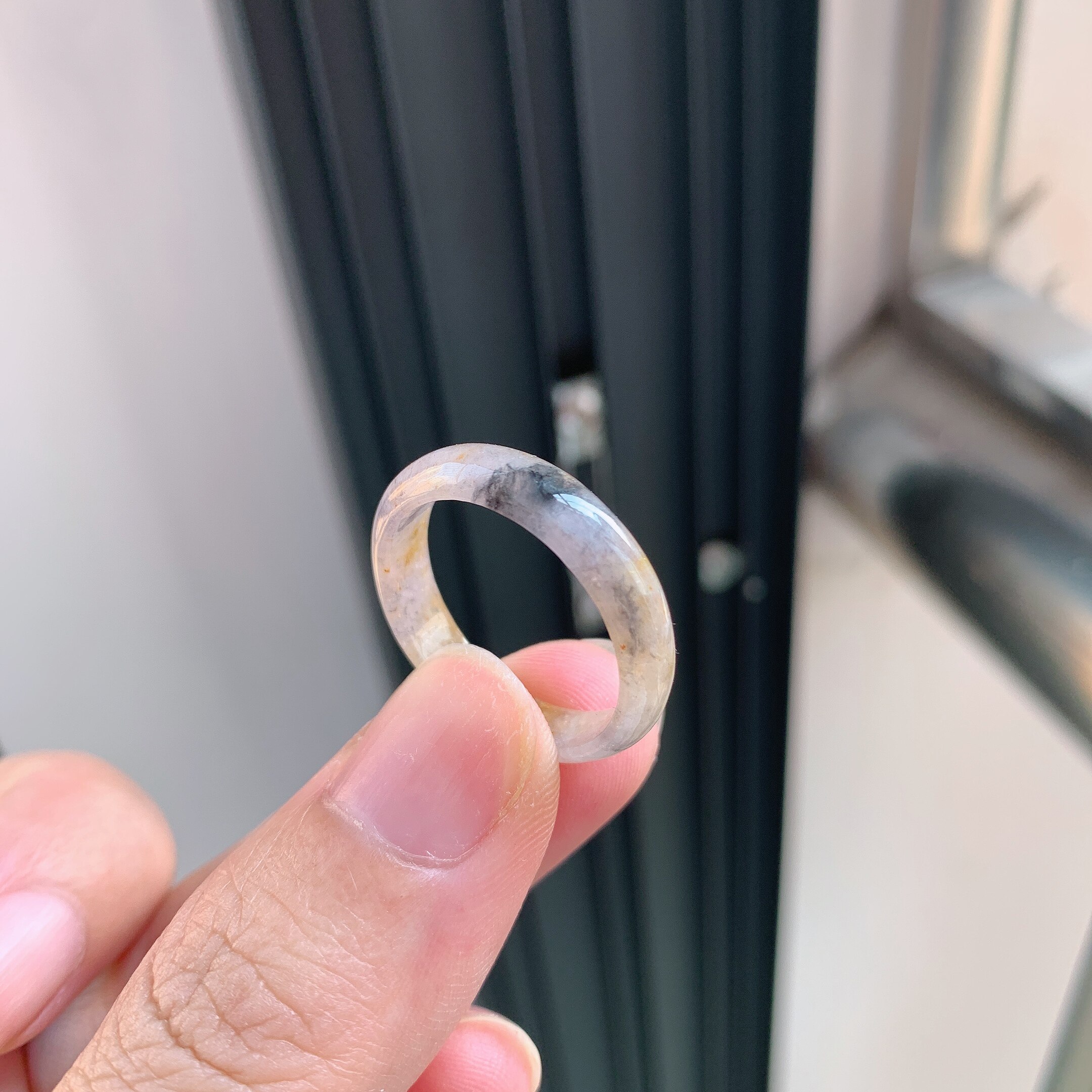 No. 23 Burmese natural jade a-grade ice species black chicken yellow jade ring dangerous material jade ring affordable welfare model