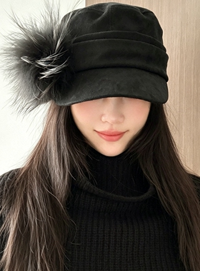 秋冬显脸小貉子毛球马术帽大头围