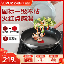 Supoir stainless steel flat bottom pan non-stick pan frying pan domestic steak frying pan fire red point polyoil frying pan GM