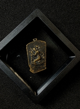 包邮 圣牌圣克里斯托弗 早期孤品 托子铜牌 个性挂件交通守护吊坠