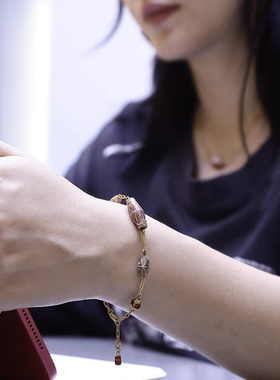 千年蚀花红玉髓灵性手串锁骨链